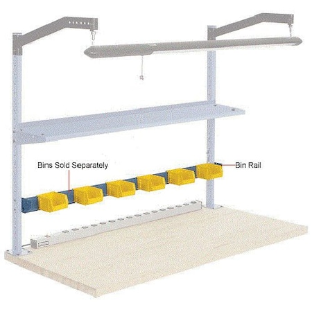 Global Industrial Bin Rail for Workbench, 48W, Blue 606941